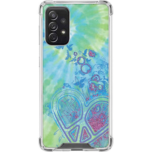 Liquid Blue Tie Dye Peace Heart Galaxy A72 5G Clear Case